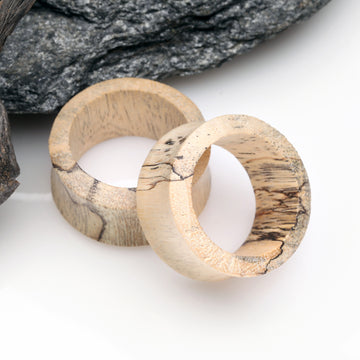 Detail View 1 of A Pair of Old Tamarind Wood Double Flared Tunnel Plug